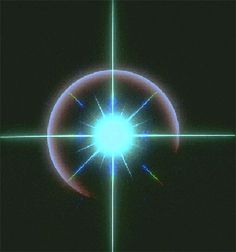 an image of a star in the middle of a black background with green and blue lines