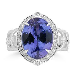 J44528 Tanzanite Rings, Ring Styles, Tanzanite Ring, Tanzanite Gemstone, Ring Style, White Gold Ring, Diamond Set, Blue Gemstones, Jewelry Lover