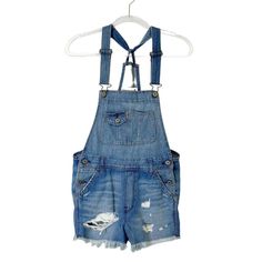 New With Tags! Abercrombie & Fitch Denim Shorts Overalls Shortalls Womens Xs Distressed 7951 Medium Wash Short Overalls For Spring, Medium Wash Short Spring Overalls, Spring Medium Wash Short Overalls, Distressed Shortalls For Spring, Distressed Light Wash Overalls For Summer, Summer Distressed Light Wash Overalls, Summer Distressed Denim Shortalls, Spring Distressed Medium Wash Shortalls, Denim Overalls With Pockets In Short Length