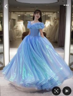 Cinderella Gown Prom, Disney Gowns Princesses, Gaun Princess Disney, Blue Ball Gown Fairytale, Puffy Long Dress, Cinderella Dress Prom, Cinderella Ball Gown, Cinderella Inspired Dress, Disney Princess Gowns