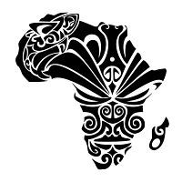 an african map is shown in black and white, with the shape of africa on it