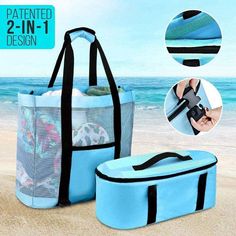 two - in - one cooler bag and lunch tote on the beach