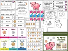 money worksheets for kids with pig theme