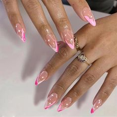 PRICES MAY VARY. UNIQUE DESIGN - Pink french nails with cloud design, medium almond shape, combine trendy elements with classic color and shape, looks shiny and attractive HIGH QUALITY - BABALAL glossy fake nails are made of high quality ABS material, non-toxic, no odor, no harm to your nails or body, durable and not easy to fade, providing you with a safe and comfortable nail experience VARIED SIZE - 24pcs medium length press on nails in 12 different sizes, no matter what your nail size is, you Fake Nails With Glue, Ballerina Nails, Fake Nail, Pink Acrylic Nails, Stick On Nails, Nail Art Hacks, Nail Arts, Best Acrylic Nails