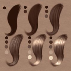 the hair styles are shown in three different ways, including long and short hair with dots on