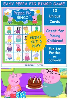 peppa pig printable game for kids to play with the peppo pig family