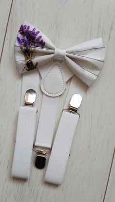 Lavender flowers bow tie. Lavender color bow tie and suspenders. Purple flowers bow tie  purple color bow tie. Provence stile bow tie.Violet Adjustable White Bow Tie With Decorative Bow, Dapper White Adjustable Bow Tie, Dapper Adjustable White Bow Tie, Lavender Bow Tie, White Tuxedo Wedding, Tie Flowers, Purple Suspenders, Wedding Lavender, Tie And Suspenders