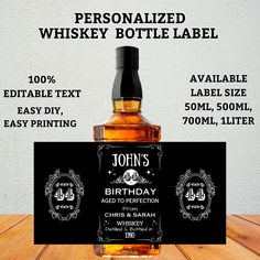 personalized whiskey bottle label for birthday