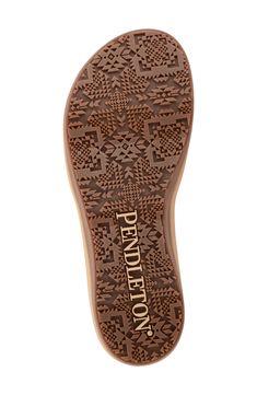 Iconic Pendleton patterns are woven into the top strap of this comfortable sandal set on a leather footbed with ergonomic arch support. Textile upper/leather lining/rubber sole Imported Pendleton Blanket, Comfortable Flip Flops, Crater Lake, Comfortable Sandals, Flip Flop, Arch Support, Cute Shoes, Slide Sandals, Rubber Sole