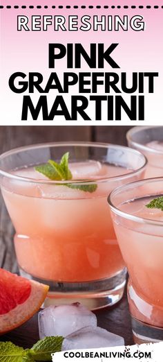 pink grapefruit martini with mint garnish on the rim