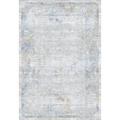 an area rug with faded blue and white colors on the bottom, in front of a white background