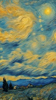 an oil painting of the starry night