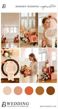 the wedding color palette is peach, pink and orange with an elegant touch to it