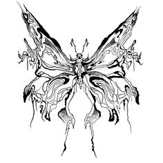 a black and white drawing of a butterfly