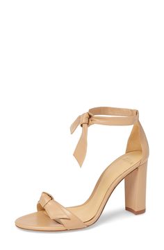 Women's Alexandre Birman Clarita Knotted Sandal, Size 10 M - White Chic Sandals With Stacked Heel And Ankle Tie, Chic Ankle Tie Heels With Stacked Heel, Nude Heeled Sandals, Nude Sandals, Nude Shoes, Bow Sandals, Alexandre Birman, Nude Heels, Suede Sandals