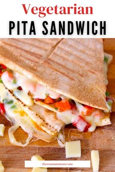 this vegetarian pita sandwich is loaded with vegetables, cheese and sauces it's easy to make