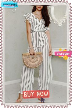 Striped Jumpsuit Chic Striped Jumpsuits And Rompers For Summer, Trendy Striped Jumpsuits And Rompers For Summer, Trendy Striped Jumpsuits And Rompers For Vacation, Chic Striped Jumpsuits And Rompers For Beach, Chic Striped Summer Jumpsuits And Rompers, Trendy Striped Jumpsuits And Rompers For Beach, Fitted Striped Sleeveless Jumpsuits And Rompers, Striped V-neck Jumpsuits And Rompers For Summer, Cheap Multicolor Stretch Jumpsuit/romper