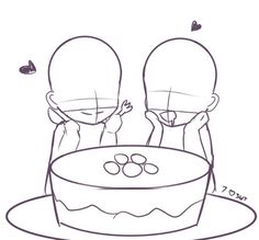 two people sitting at a table with a cake in front of them and butterflies flying around