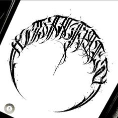 a black and white drawing of a circular object with writing on the inside of it