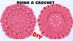 two crocheted doily are shown with the words, bona a crochet