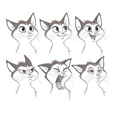 an animation character's face with different expressions