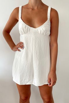 Ryanne White Romper White Linen Romper, Linen Beach Outfits, Beachy Romper, Flowy Romper, White Pajamas, Linen Romper, Pajama Romper, Long Sleeve Outerwear, Crop Top Sweatshirt