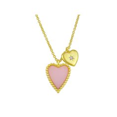 Complete your fashionable look when you pair this rose quartz heart necklace with your favorite outfits. Complete your fashionable look when you pair this rose quartz heart necklace with your favorite outfits. Nickel free Metal: brass Chain length: 18 in. Packaging: decorative card Plating: gold tone Finish: polished Pendant size: 16 mm x 12 mm Chain type: cableSTONE DETAILS Stone type: rose quartz Center stone size: 13 mm x 11 mm Shape: heart Setting: bezel Gemstones may have been treated to en Trendy Rose Gold Heart Necklace, Trendy Rose Gold Charm Necklaces For Valentine's Day, Pink Heart Clavicle Chain Necklace For Mother's Day, Trendy Rose Gold Heart Charm Necklaces, Trendy Rose Gold Heart Charm Necklace, Elegant Pink Heart Necklace With Heart Beads, Pink Heart Pendant Charm Necklace With Clavicle Chain, Pink Heart Pendant Charm Necklace On Clavicle-length Chain, Pink Heart Pendant Charm Necklace