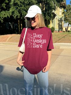 This maroon Gildan 5000 mockup showcases grunge, street fashion! Female model is showing a Gildan shirt front in maroon. Woman is wearing an oversize G500 tshirt.  - WHAT YOU GET FROM US - This product is a digital file. You'll receive a ready-to-use JPG without watermarks. - THE FINE PRINT - - You may use this photo for personal & commercial use - You may not resell this file - Image is owned by MockingUs (all rights reserved) - ABOUT OUR SHOP - Our mockups are focused on creating a mood for yo Casual Heather Maroon Crew Neck Top, Heather Maroon Crew Neck Cotton Top, Casual Heather Maroon Cotton Top, Maroon Tshirt, Outdoor Aesthetic, Grunge Streetwear, T Shirt Oversize, Fashion Female, File Image