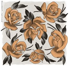 an orange rose tattoo design on a white background