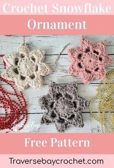 Crochet Snowflake Ornament Easy Free Pattern - Traversebaycrochet.com Snowflake Crochet, Homemade Holiday Cards, Crochet Snowflake, Crochet Snowflake Pattern, Cozy Crochet Patterns, Crochet Christmas Trees, Cozy Crochet, Yarn Inspiration, Crochet Snowflakes