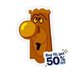 a sticker with the words buy 10 get 50 % off and an image of a bear