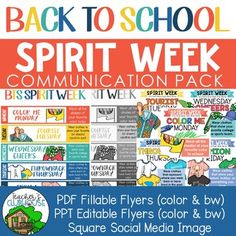 the back to school spirit week communication pack