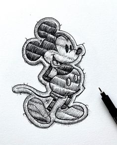 a drawing of mickey mouse on paper