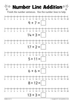 the number line addition worksheet for kids to practice numbers and subtractions