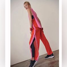 Free People ✨Nothing but Net Set Pink Color Block Workout Bottoms, Pink Color Block Athleisure Bottoms, Sporty Pink Summer Pants, Pink Athleisure Pants For Summer, Pink Spring Activewear, Design Pants, Trim Top, Muscle Tee, Muscle Tees