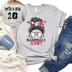 Please note: While we do our best to ensure timely delivery, shipping delays may occur due to weather, carrier issues, or high holiday demand. Unfortunately, we cannot guarantee arrival before Christmas. Thank you for your understanding! Baseball Aunt messy bun tee! This soft short sleeve shirt fit like a well-loved favorite, and a favorite it will be!! What better way to show your support for your biggest fan than with this messy bun baseball Aunt t-shirt.  📢Please use the size chart provided Casual Relaxed Fit Top For Birthday, Casual Short Sleeve Tops For Birthdays, Casual Short Sleeve Top For Birthday, Casual Short Sleeve T-shirt For Birthday, Casual Birthday T-shirt With Text Print, Casual Text Print T-shirt For Birthday, Relaxed Fit Short Sleeve T-shirt For Birthday, Baseball Aunt, Aunt Birthday Gift