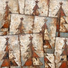 rusty metal christmas trees with stars on them