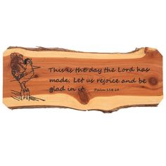 a piece of wood with an image of a horse on it and the words, this is