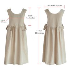 the size and measurements of a women's dress with an attached waistline, which is