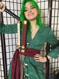 (3) Fem Zoro cosplay by me! : OnePiece Anime Style Green Cosplay Costume, Roronoa Zoro Cosplay, Zoro Cosplay, One Piece Cosplay, Snk Cosplay, Zoro One Piece, Costume Collection, Cosplay Makeup