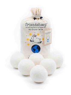 Friendsheep Dyer Balls Set of Six White Balls Laundry Balls, Plastic Free Life, Liquid Fabric Softener, Dryer Balls, Handmade Fair, Wool Dryer Balls, Compostable Packaging, Wool Balls, Dryer Sheets