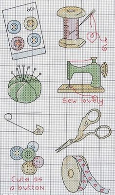 the cross stitch pattern shows different things to sew