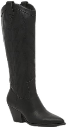 Black Knee-high Boots For Rodeo In Fall, Black Wide Calf Heeled Boots For Rodeo, Western Style Black Knee-high Boots Medium Width, Black Western Style Knee-high Boots Medium Width, Black Western Knee-high Boots Medium Width, Black Knee-high Heeled Boots For Rodeo, Western Style Black Knee-high Boots With Reinforced Heel, Black Knee-high Boots For Rodeo, Western Black Knee-high Boots For Spring