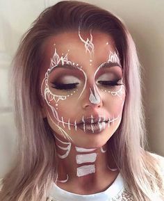 Unique Halloween Makeup, Make Up Diy, Den Mrtvých, Halloween Makeup Ideas