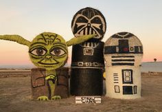 three star wars characters made out of toilet paper rolls