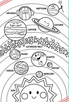 the solar system worksheet for kids to learn how to draw and color it