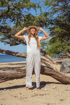 Relaxed and comfortable Beachcomber Pant designed for leisurely strolls along sandy shores or lounging under the sun. Vacation Wardrobe, Sandy Shores, Beach Combing, Simple Tees, Pants Design, Beach Vibes, Beach Vibe, Spandex Fabric, Dress Fabric