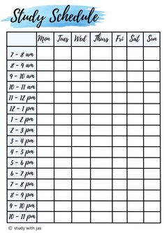 a printable study schedule for students to practice their writing skills and spelling them out