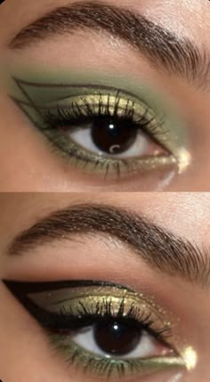 Olive Makeup Looks, Olive Green Eyeshadow Looks, Olive Green Eyeshadow, Green Makeup Ideas, Olive Makeup, Green Makeup Look, Make Up Green, Green Eyeshadow Looks, Quince Makeup