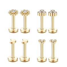 six pairs of gold plated stainless steel screws